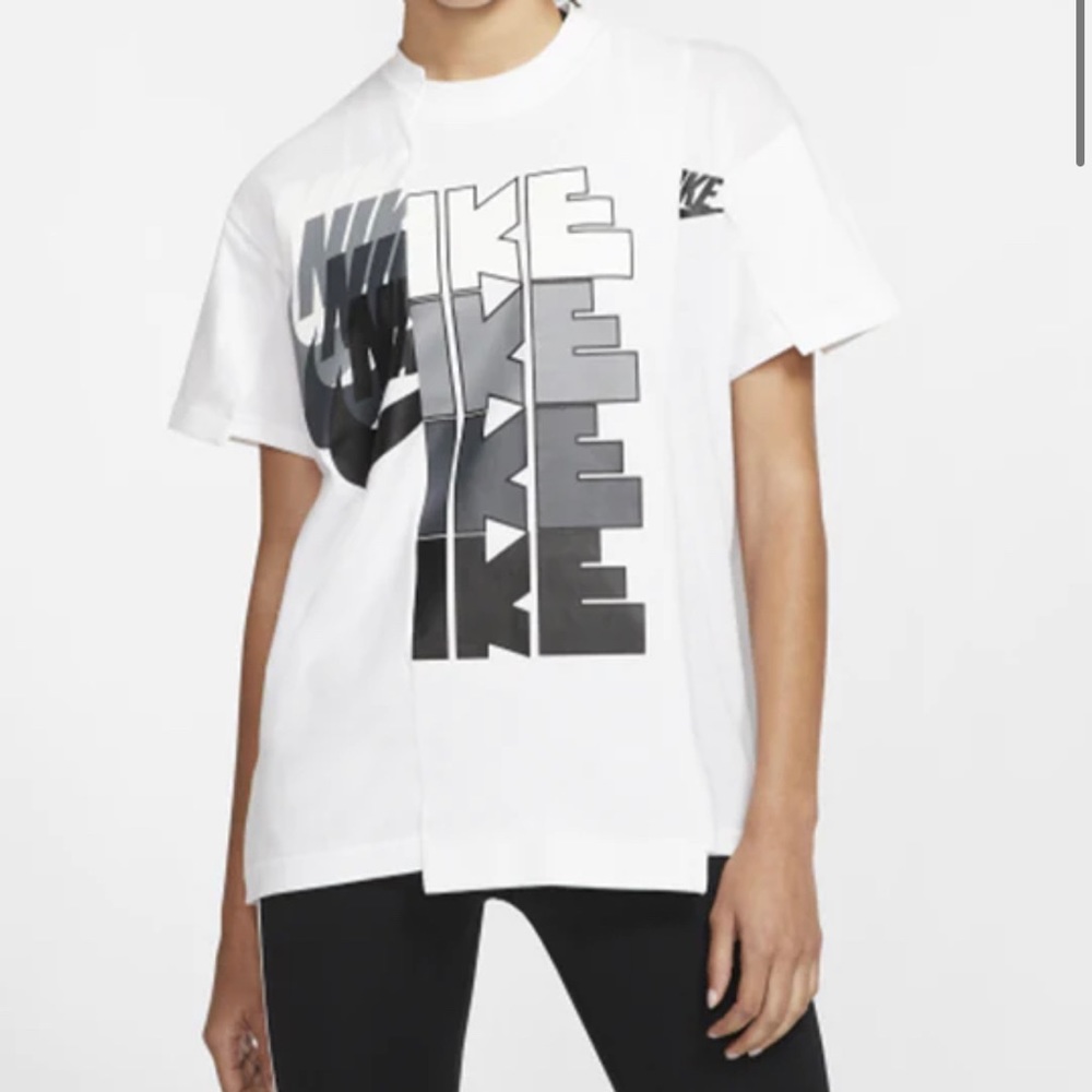 Women's Nike x Sacai Crossover Splicing Short Sleeve T-shirt White XS